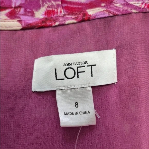 LOFT Pink and White Floral Cowl Neck Mini Dress - Picture 5 of 5